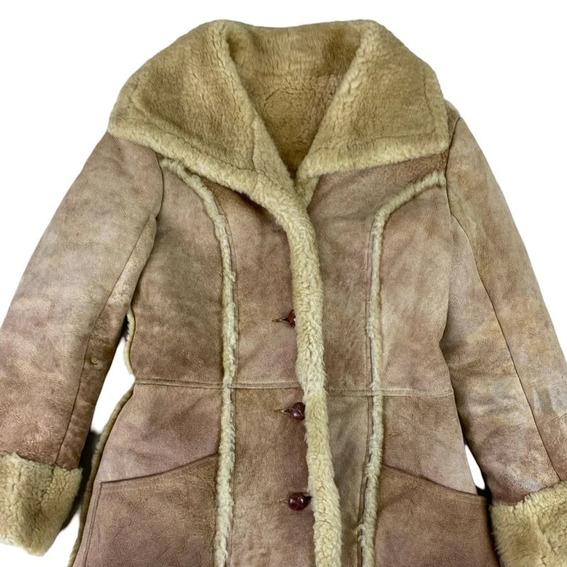 Vintage 70s Tan Women's Shearling Coat 8-10