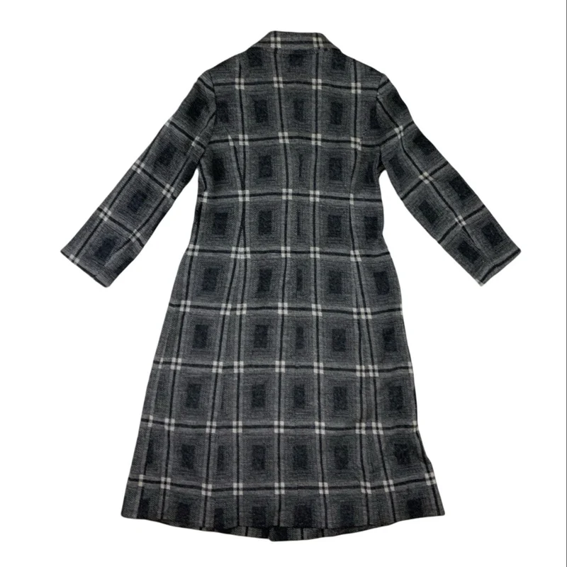 Vintage Ladies Pret A Porter Chequered Long overcoat coat S 8-10