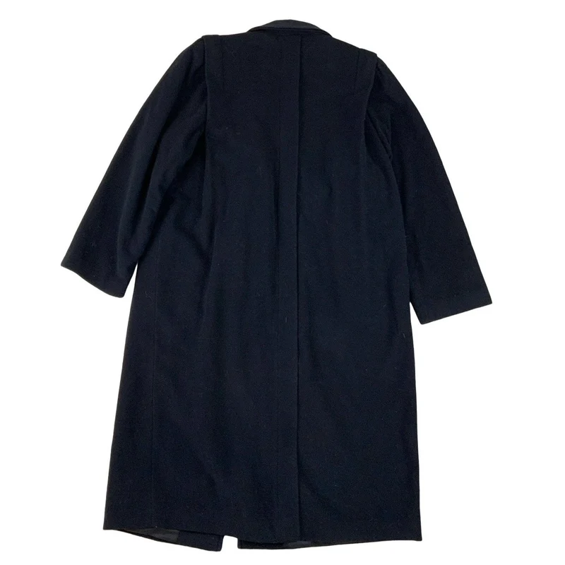 Vintage 80s C&A Black Velvet Collar Trench Coat M