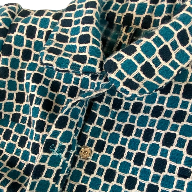 Vintage 1960s Womens Wool Blue Pattern Belted Coat Mod UK 8