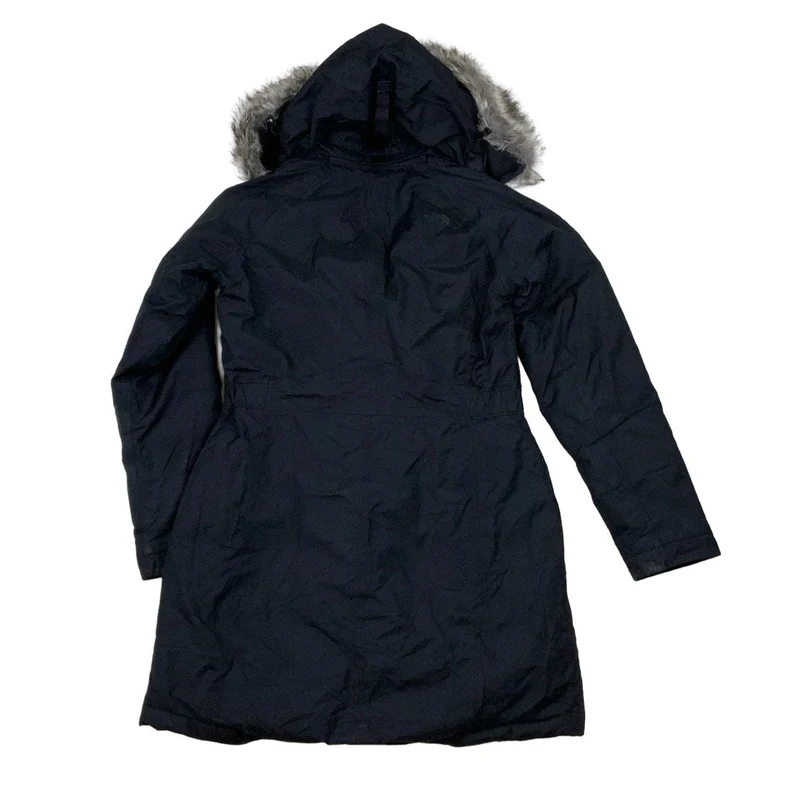 Vintage Y2K The North Face Black Fur Hooded Puffer Coat Medium