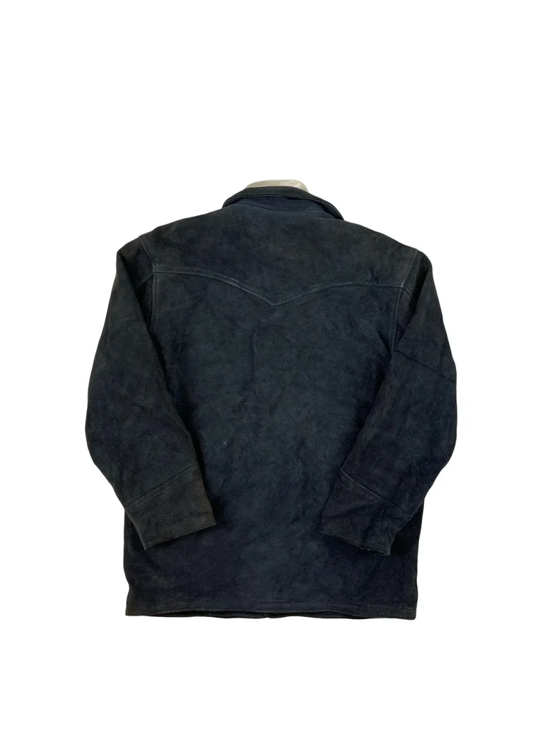 Vintage Black Shearling Leather Sherpa Lined Western Jacket Coat L