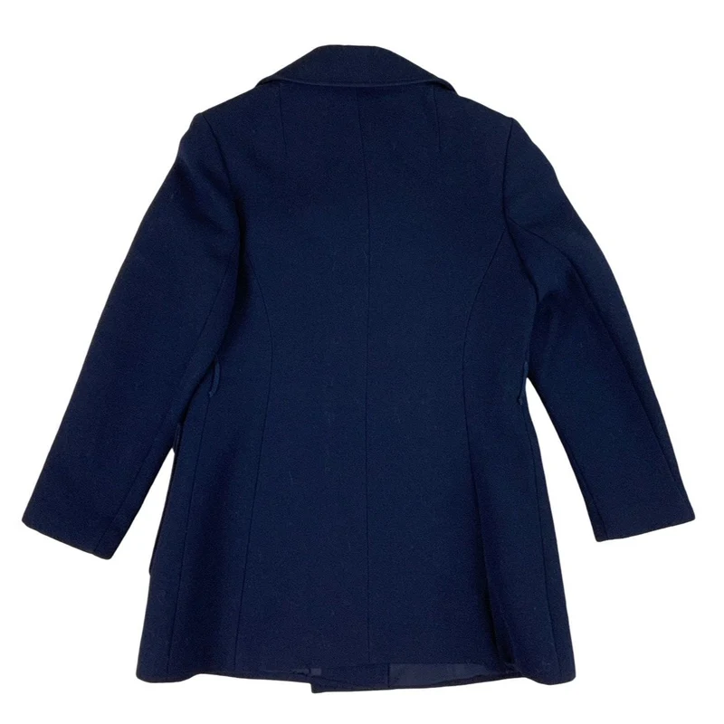Vintage Womens Double Breasted Navy Blazer Silver Buttons Military UK 10