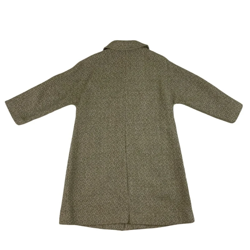 Vintage Ladies Green Wool Tweed Long Coat XL 18