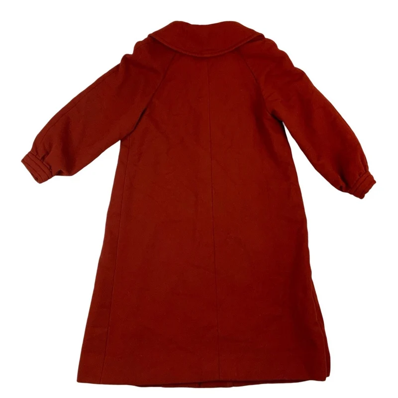 Vintage Womens 70s 80s Brick Red Wool Trench Coat 12