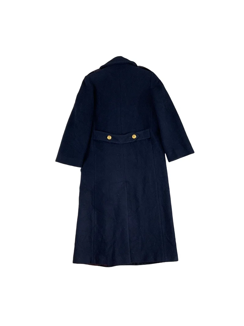 Vintage Navy Wool Trench Coat Naval Double Breasted M L