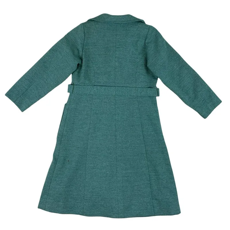 Vintage 60s 70s Turquoise Winter Long Coat S 8-10