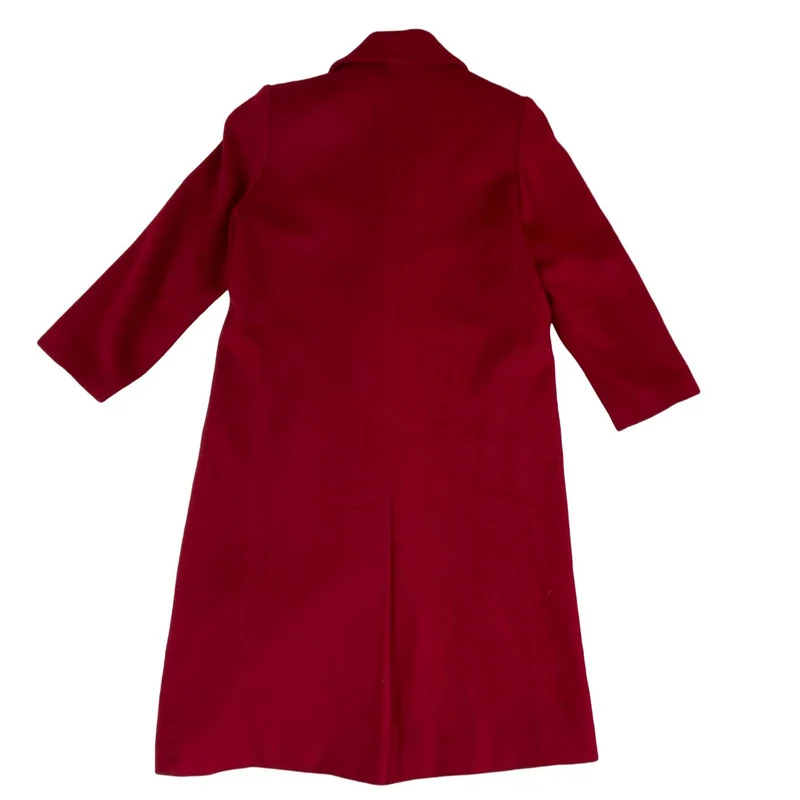 Vintage Womens Forecaster Boston USA Red Wool Trench Coat L 16