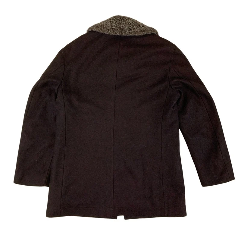 Vintage 70s Mens Brown Wool Faux Fur Lined Hunting Style Jacket L