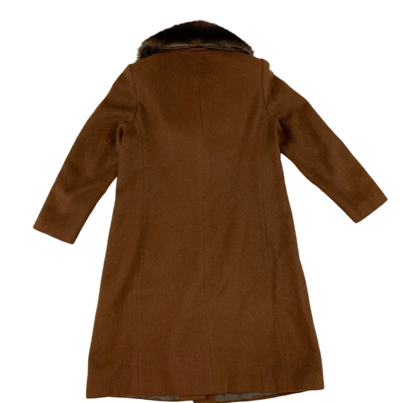 Vintage Molteni Faux Fur Collar Long Wool Coat 16