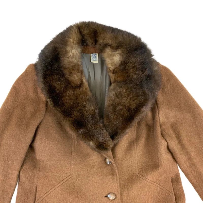 Vintage Molteni Faux Fur Collar Long Wool Coat 16