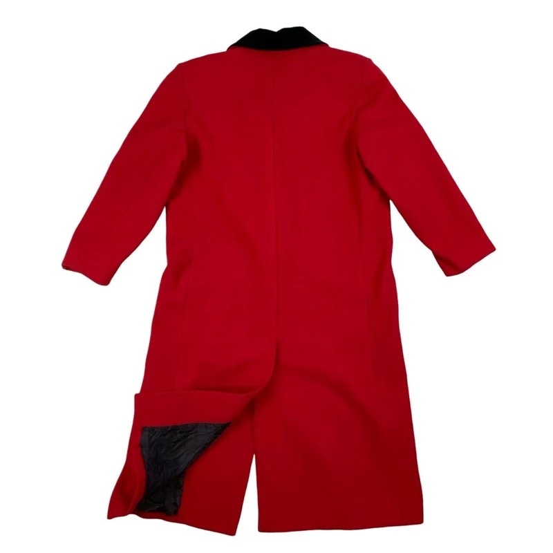 1990s Vintage Donny Brook Red Long Wool Coat L 16