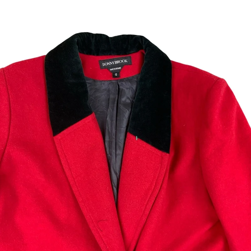 1990s Vintage Donny Brook Red Long Wool Coat L 16