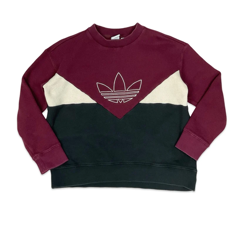 Adidas Red White & Black Big Logo Embroidered Crew Neck Sweatshirt 16 18