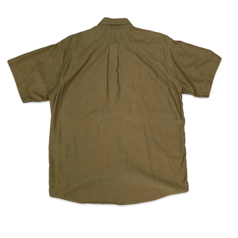 Vintage 1990s Lacoste Brown Button-Up Short Sleeve Casual Shirt Extra Large