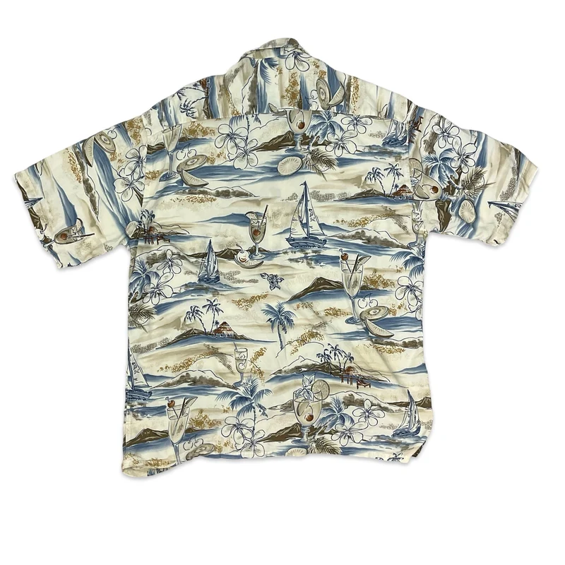 Vintage 90s Pierre Cardin AOP Beach Print Short Sleeve Casual Shirt Extra Large
