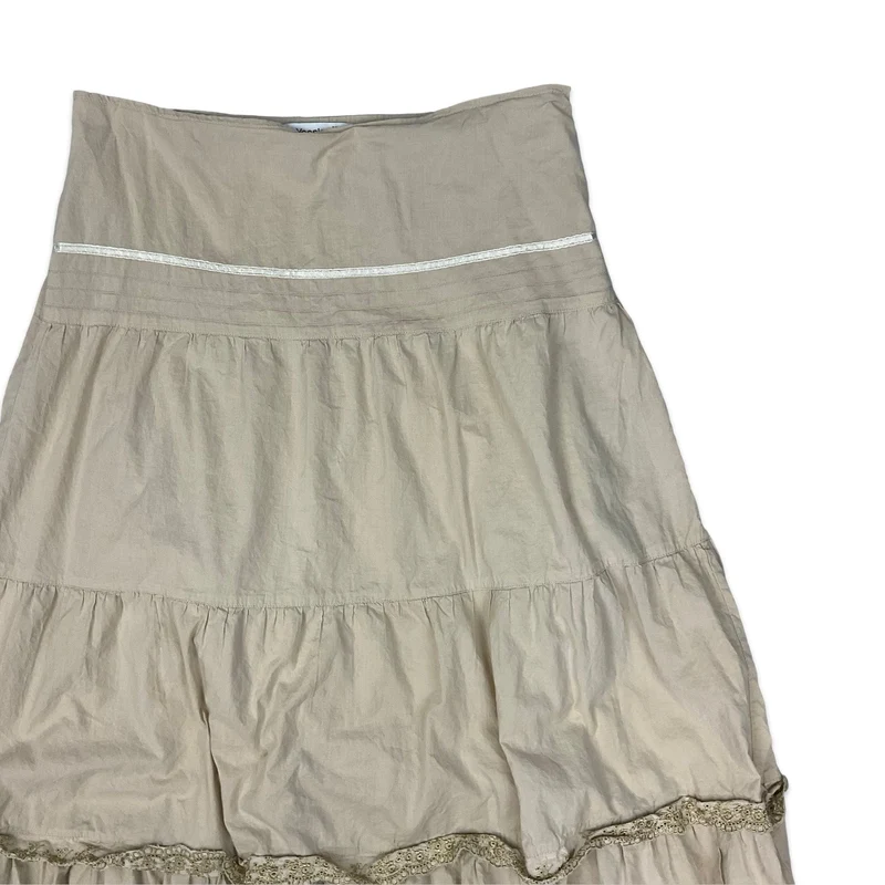 00's Yessica Tiered Beige Maxi Skirt 12 14 M