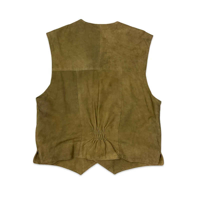 VTG Embroidered Alpine Tirol Style Suede Leather Waistcoat Mens L Womens XL 18