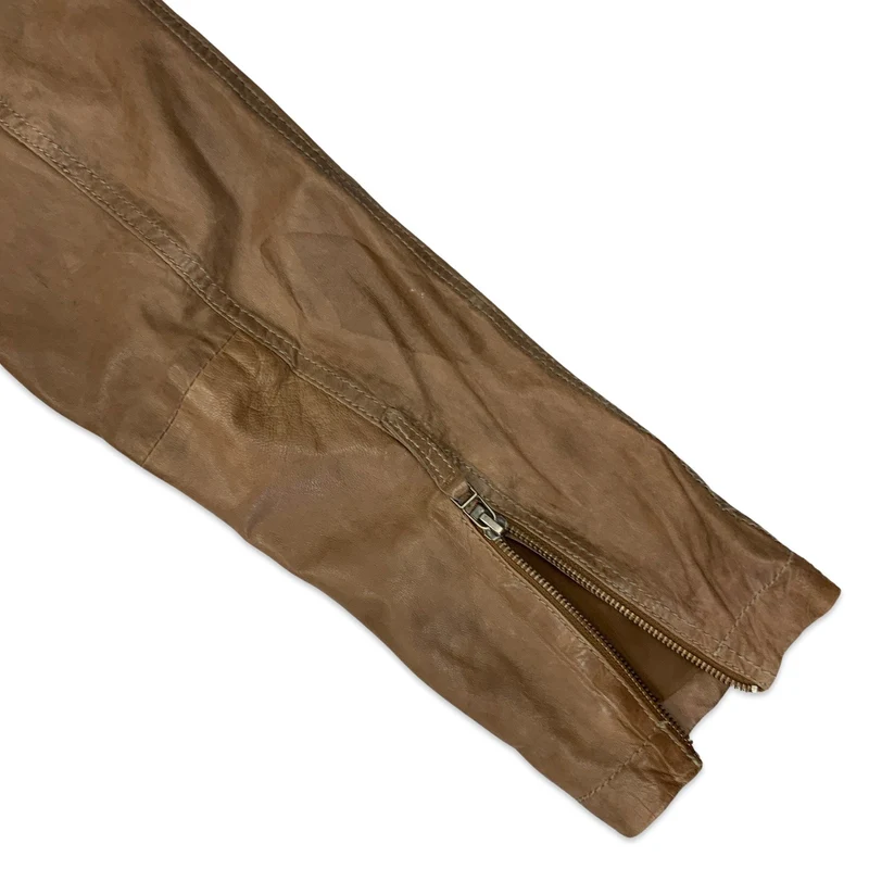 Vtg Y2K Yorn Soft Brown Leather 4 Pocket Jacket M