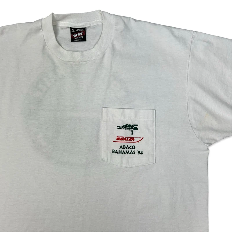 Vintage 90s Fruit of the Loom Bahamas Tourist White Pocket Tee XL