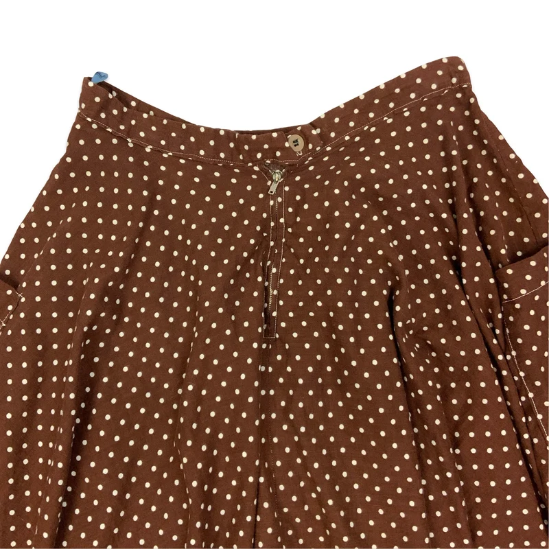 Vintage White & Brown Polka Dot Midi Skirt 12