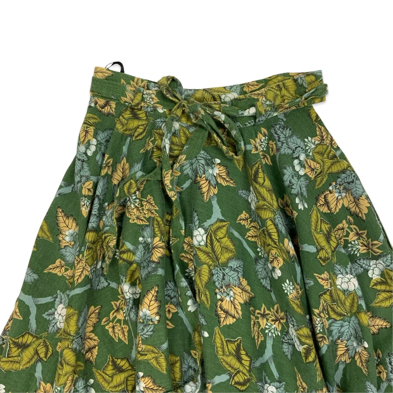Vintage Green Floral Midi Skirt 8