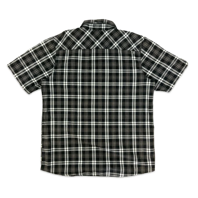 Carhartt Black Grey Checked Plaid Button-Up Short Sleeved Casual Shirt XL