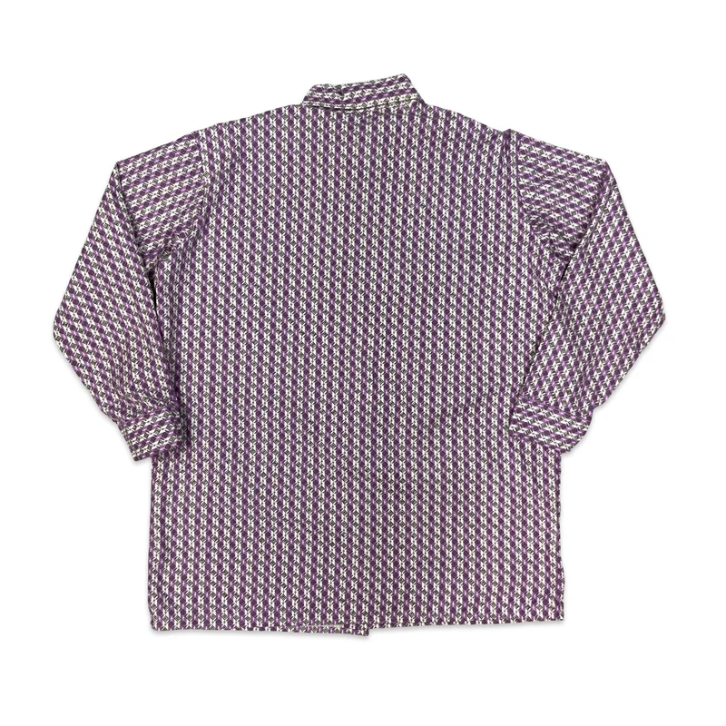 Vintage 70s Purple Abstract Print Long Sleeve Shirt XL