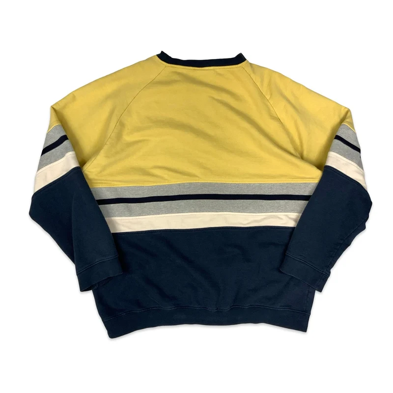 Vintage 90s Yellow & Navy Colour Block Sweatshirt XXL