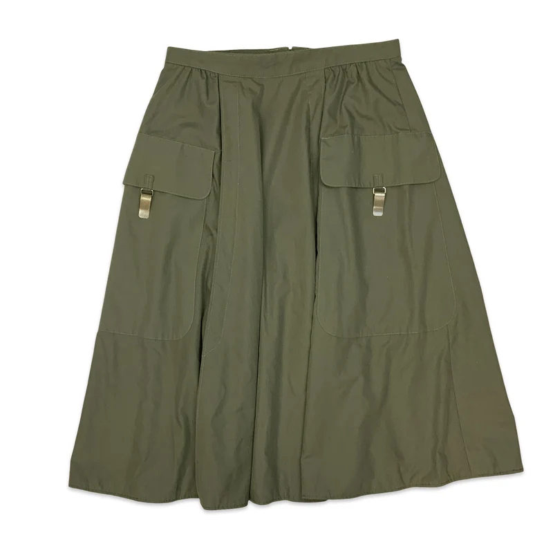 Y2K Khaki Green Midi Skirt 12