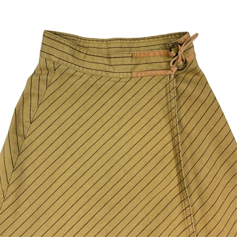 90s Khaki Green & Brown Striped Skirt 4