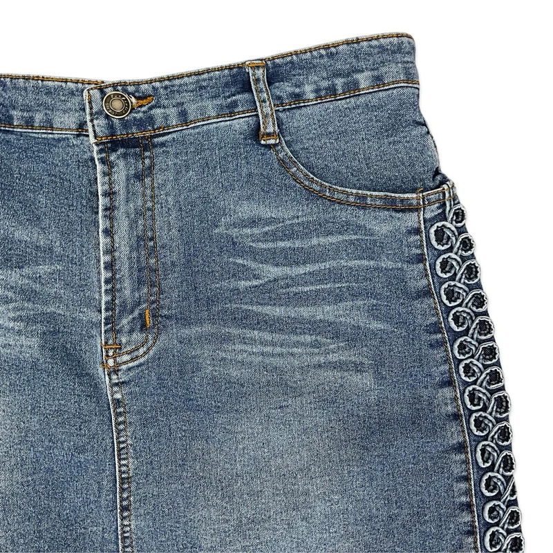 Vintage Blue Denim Midi Skirt 14