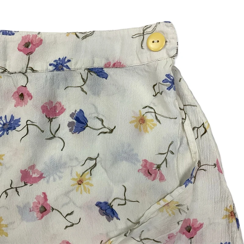 Vintage White Floral Print Mini Skirt 10