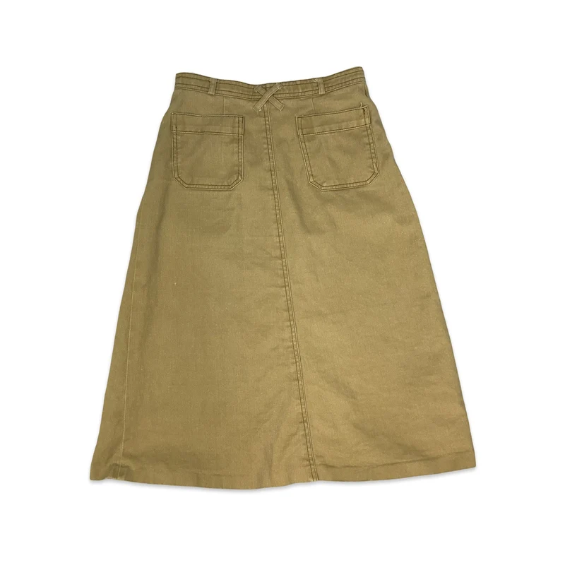 Vintage Khaki Denim A-line Skirt 6 8