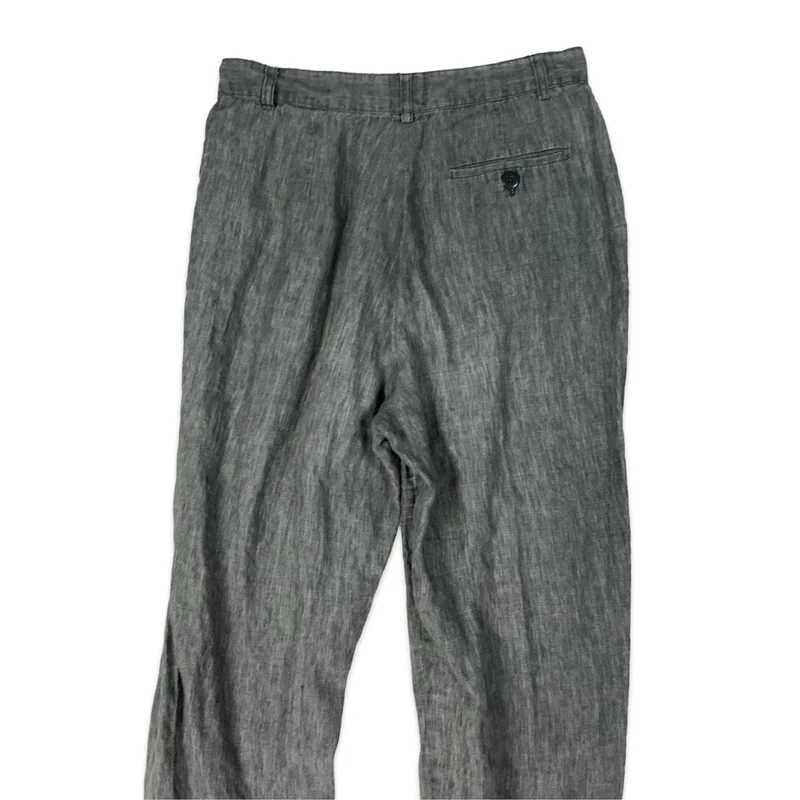 Pleated Grey Linen Trousers 8 10