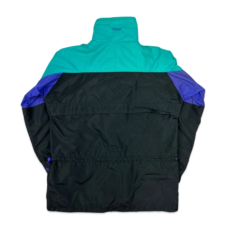 Vintage 1990s Columbia Black Green Purple Waterproof Jacket Windbreaker Extra Large