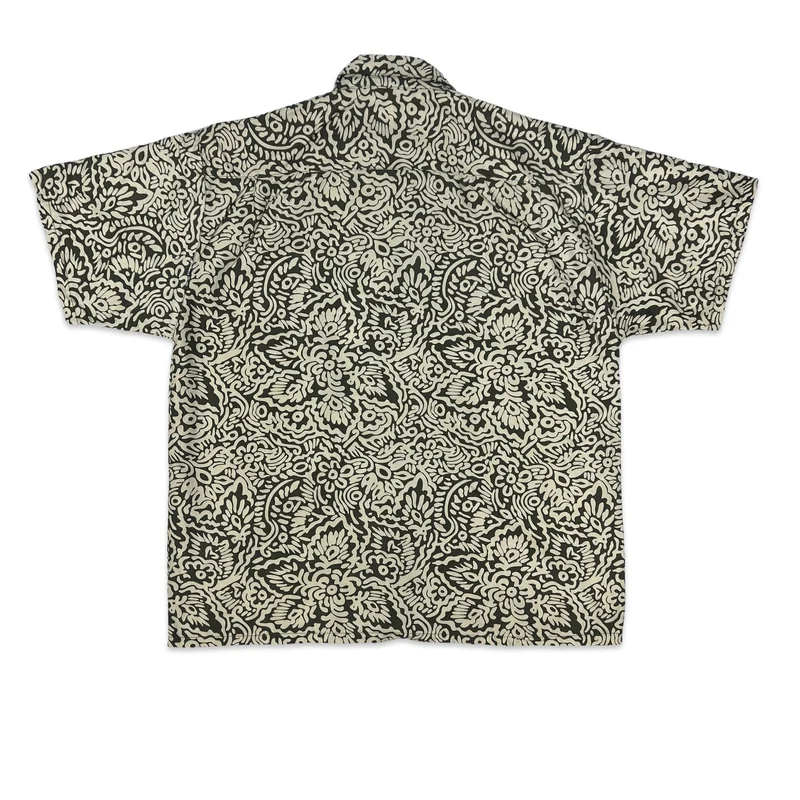 Vintage Brown & Beige Abstract Print Men's Short Sleeve Shirt L