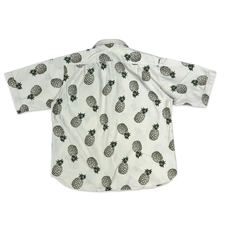 Vintage Pineapple Print White Hawaiian Aloha Shirt XL