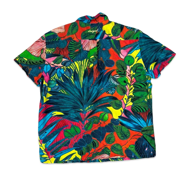 Desigual Multicolour Botanical Print Hawaiian Short Sleeve Shirt L