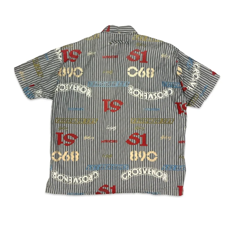 Y2K Black & White Striped Shirt with Graphic Print XXL