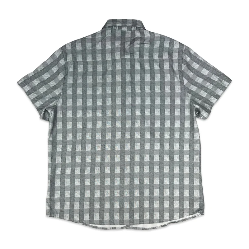 Vintage Grey & Black Checked Short Sleeve Shirt L