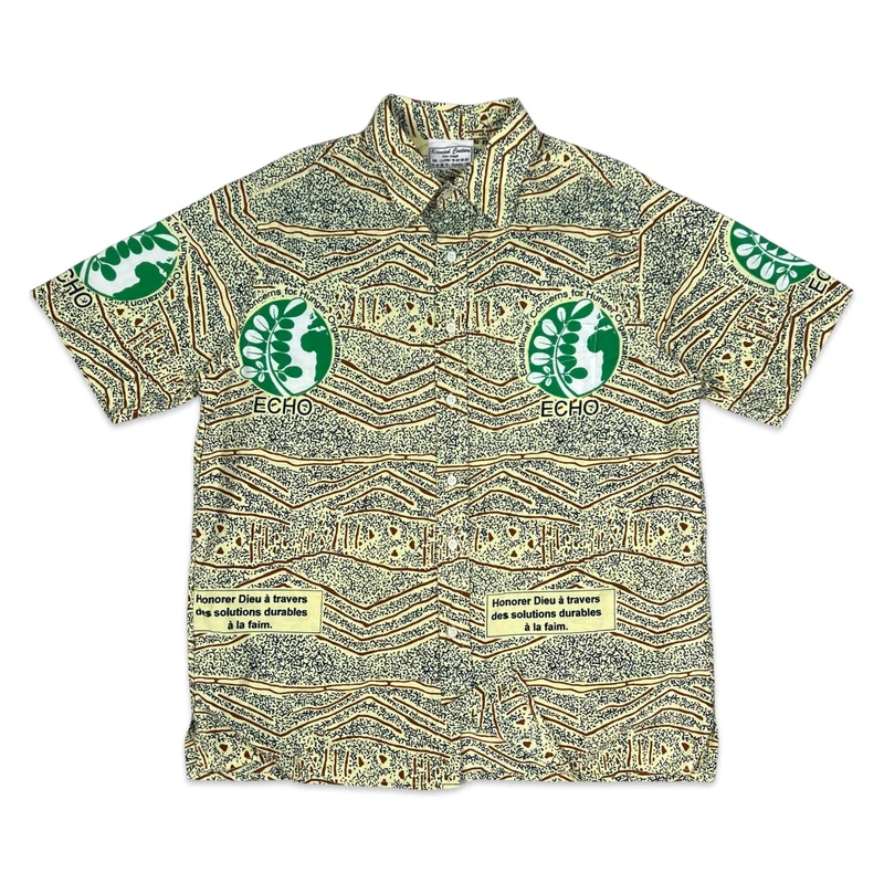 Vtg Beige Brown & Green Education Concerns for Hunger Organization Shirt L
