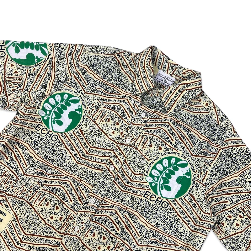 Vtg Beige Brown & Green Education Concerns for Hunger Organization Shirt L