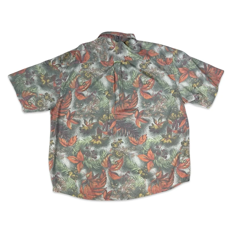 Vintage Pastel Multicolour Botanical Print Short Sleeve Shirt 3XL