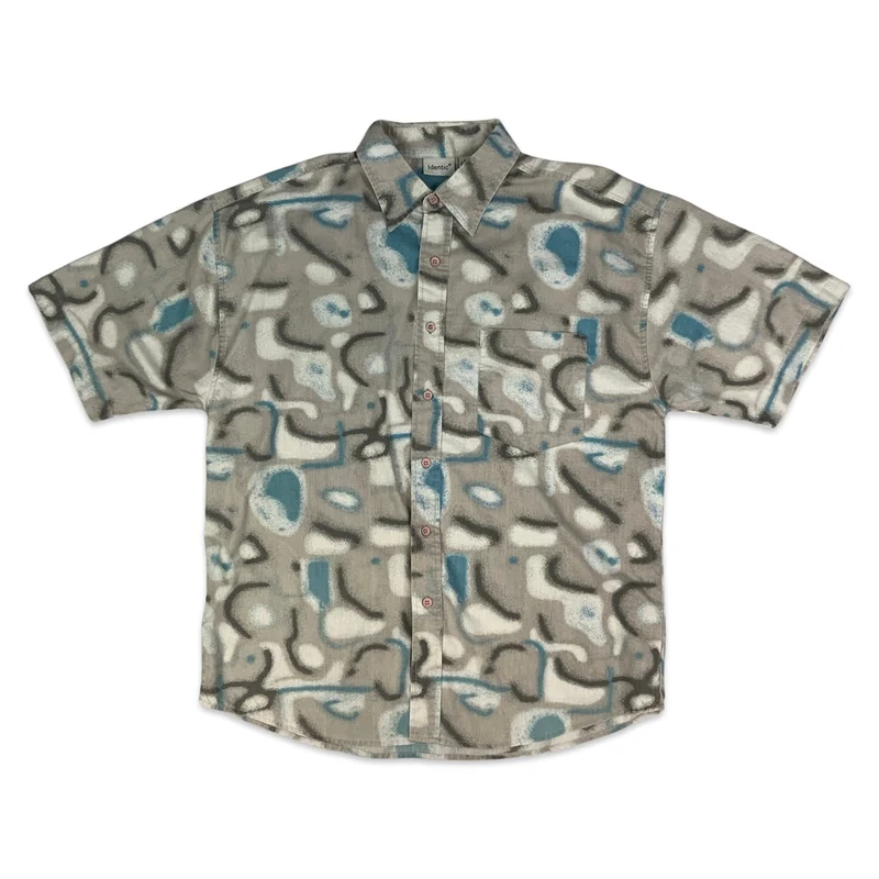 90s Y2K Grey & Blue Shirt L