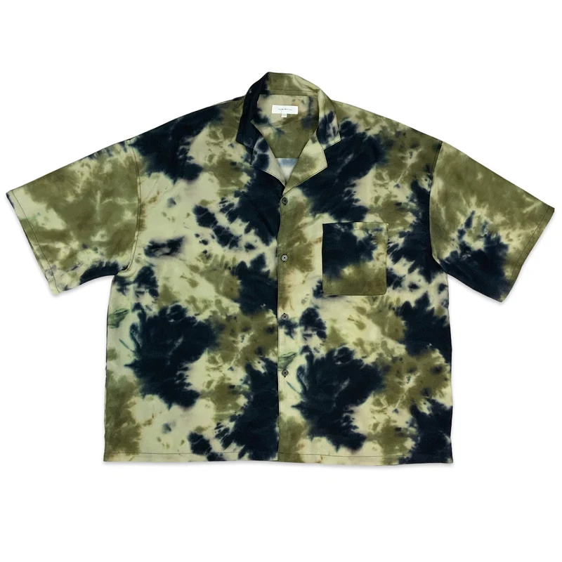 90s Green & Black Tye Dye Shirt Short Sleeve 2XL