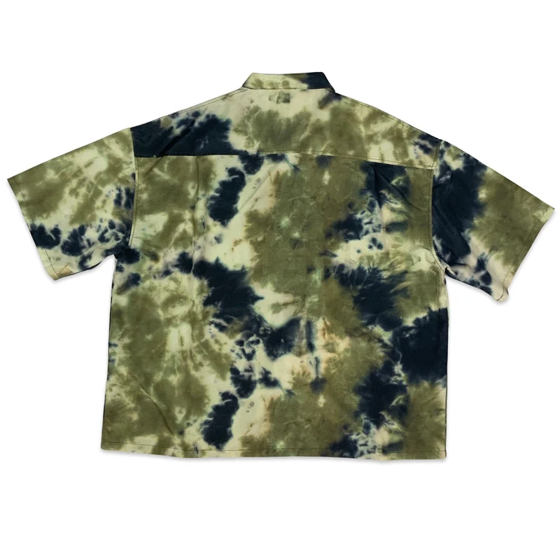 90s Green & Black Tye Dye Shirt Short Sleeve 2XL