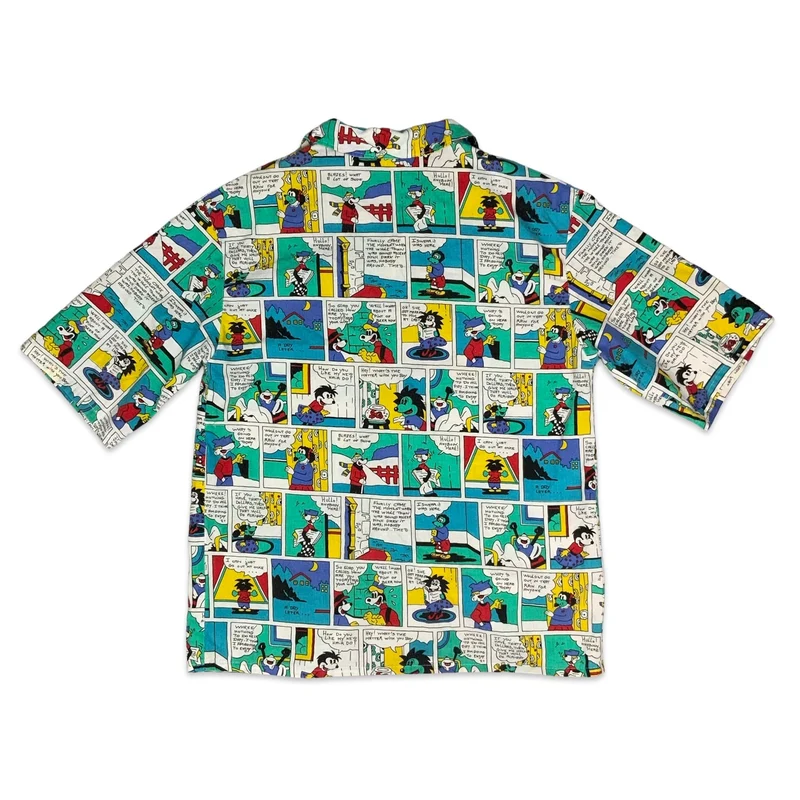 Vintage Recto Verso Comic Strip Print Short Sleeve Shirt XS