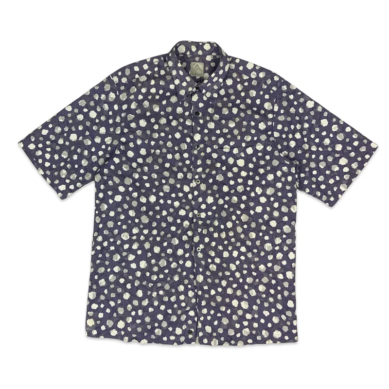Vintage 90s Lilac & White Dot Short Sleeve Shirt M