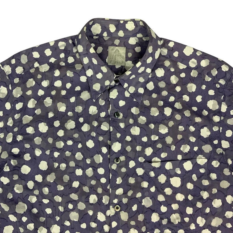 Vintage 90s Lilac & White Dot Short Sleeve Shirt M